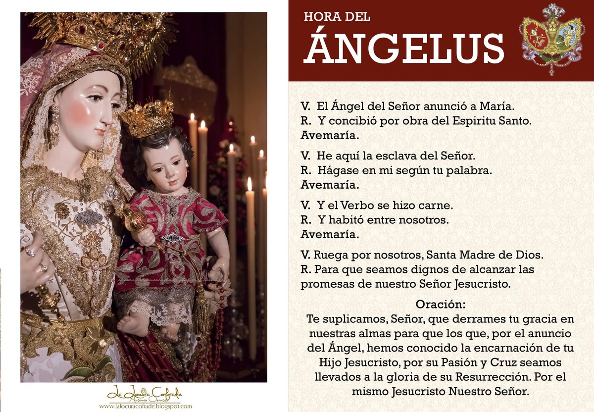 VirgenGranada's tweet photo. | Hora del Ángelus |

A las 12:00h. nos unimos a toda la iglesia para rezar el Ángelus a María.

#VirgendelaGranada https://t.co/UdTEPJ2LBO