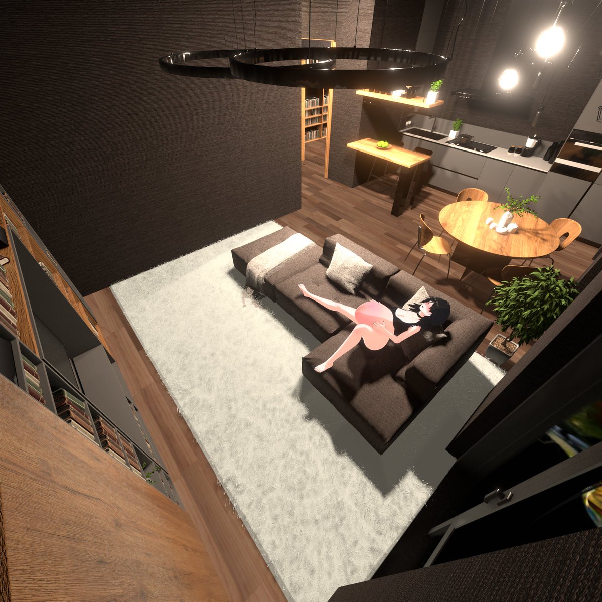 NanzanStudio's tweet photo. All the remaining parts of the house (living room, kitchen and bathroom) https://t.co/ZIS8np9qJf