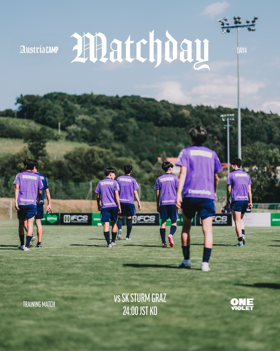 sanfrecce_SFC's tweet photo. 🟣𝐌𝐀𝐓𝐂𝐇𝐃𝐀𝐘🟣

この後、今季最初のトレーニングマッチ！
SKシュトゥルム・グラーツと対戦します🇦🇹
なお、この試合の模様は相手チームの公式YouTubeチャンネルでライブ配信予定です。

🆚SKシュトゥルム・グラーツ
🕑24:00KO ※日本時間
📍シュトゥーベン
📺https://t.co/YjFRrAobFY

#sanfrecce #ONEVIOLET