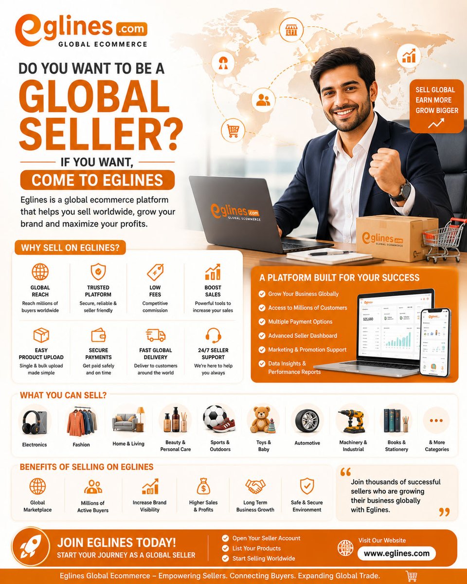 StorePvt's tweet photo. BECOME A GLOBAL SELLER
Take Your Business to the World
Do You Want to Sell Globally?

Join Eglines Marketplace today and start selling your products to customers around the world.

Open your Global Seller Account in just a few simple steps.

read More
https://t.co/Ylpc1DQkvQ https://t.co/VaKltqt63g