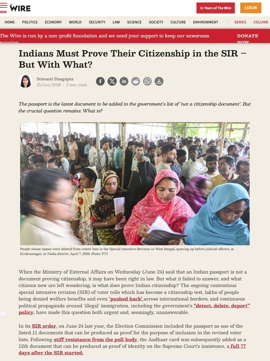 Dr_Kaleem_Alam's tweet photo. Citizenship row in India highlights a perplexing issue: authority figures arbitrarily accepting or rejecting the same documents. #Supreme_Court_of_India must step in &amp; place burden of proof on the state to disprove citizenship, rather than forcing Indians to constantly prove it. https://t.co/1wXzc07kmQ