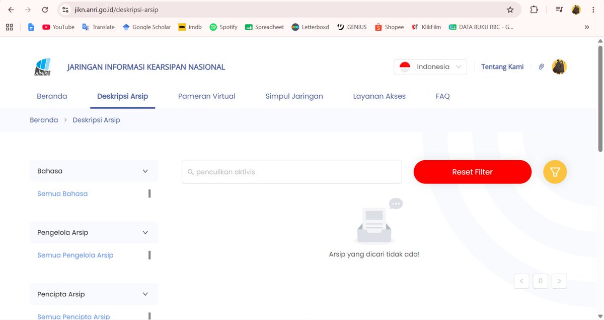 arzhxd1's tweet photo. emang bener-bener ya... boroknya negara sebegitu ditutupinya bahkan dalam institusi kearsipan nasional. gaada jejak sama sekali, satupun gaada https://t.co/i8w60pTBPZ