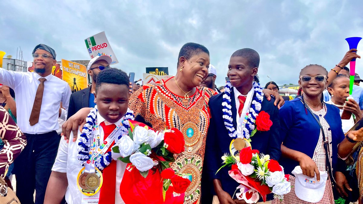 winexviv's tweet photo. Don-Anele Munachimso and Egejurum Onyedikachi were received like kings yesterday in Owerri.

They returned home with two gold medals from the International STEM Olympiad Grand Finale in Rome.

Together, they are the world's best in Mathematics in the Primary and Senior categories. Don-Anele Munachimso is also the world's best in Science (Senior Category).

This is what excellence looks like.

These children are not just champions; they are proof that Nigerian children can stand shoulder to shoulder with the very best in the world when given the opportunity.

They are stars today.

The world will celebrate them even more tomorrow.

This is not the peak.

This is just the beginning of greatness.