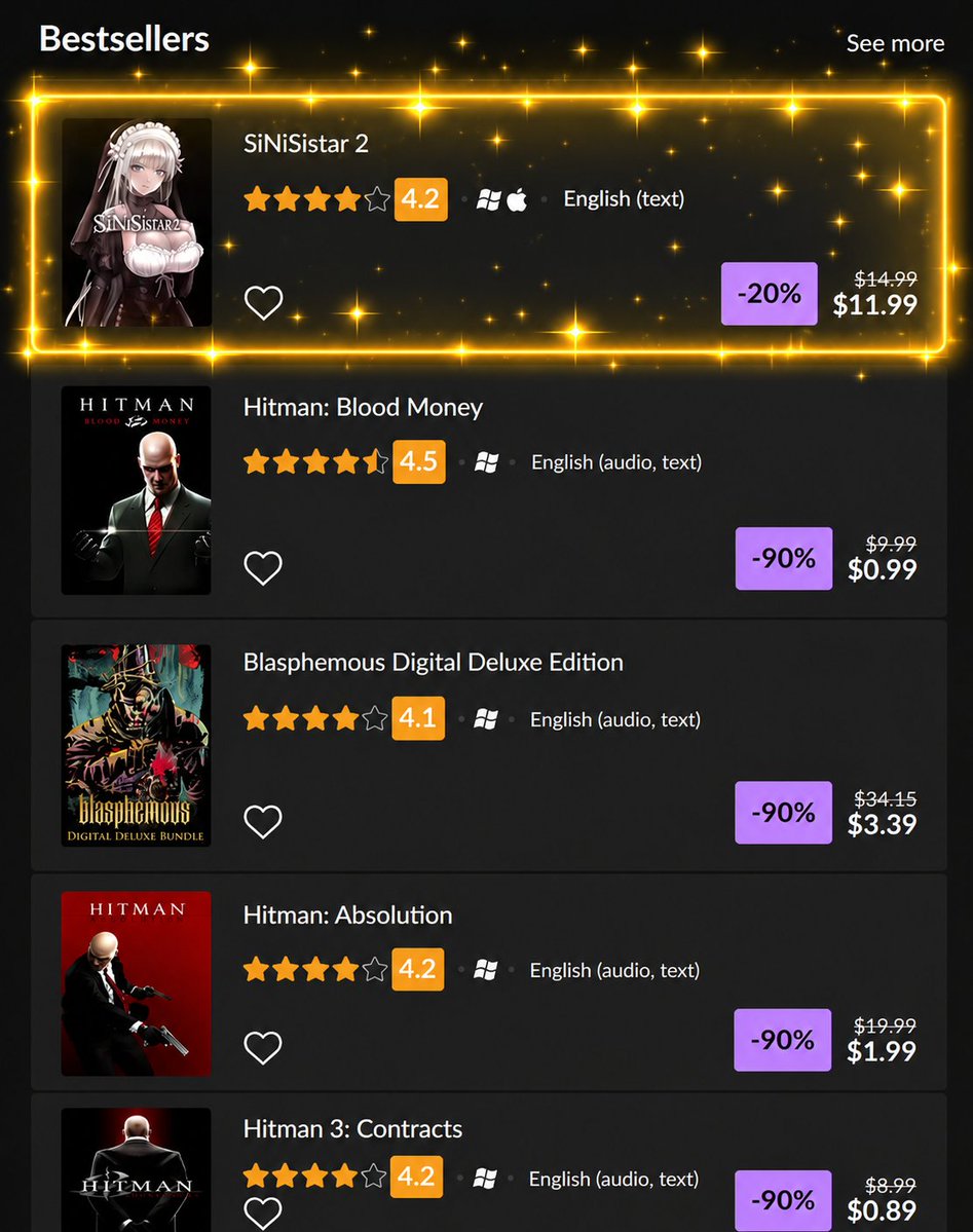 eroge_japan's tweet photo. SiNiSistar 2 is now the #1 Bestseller on GOG! 👑
Thank you so much for all your support!

🔥 20% OFF launch sale
🔞 Free UNRATED DLC available

▼ Check it on GOG
https://t.co/3R6HC1g4O3

#SiNiSistar2 https://t.co/G1zEy7djON