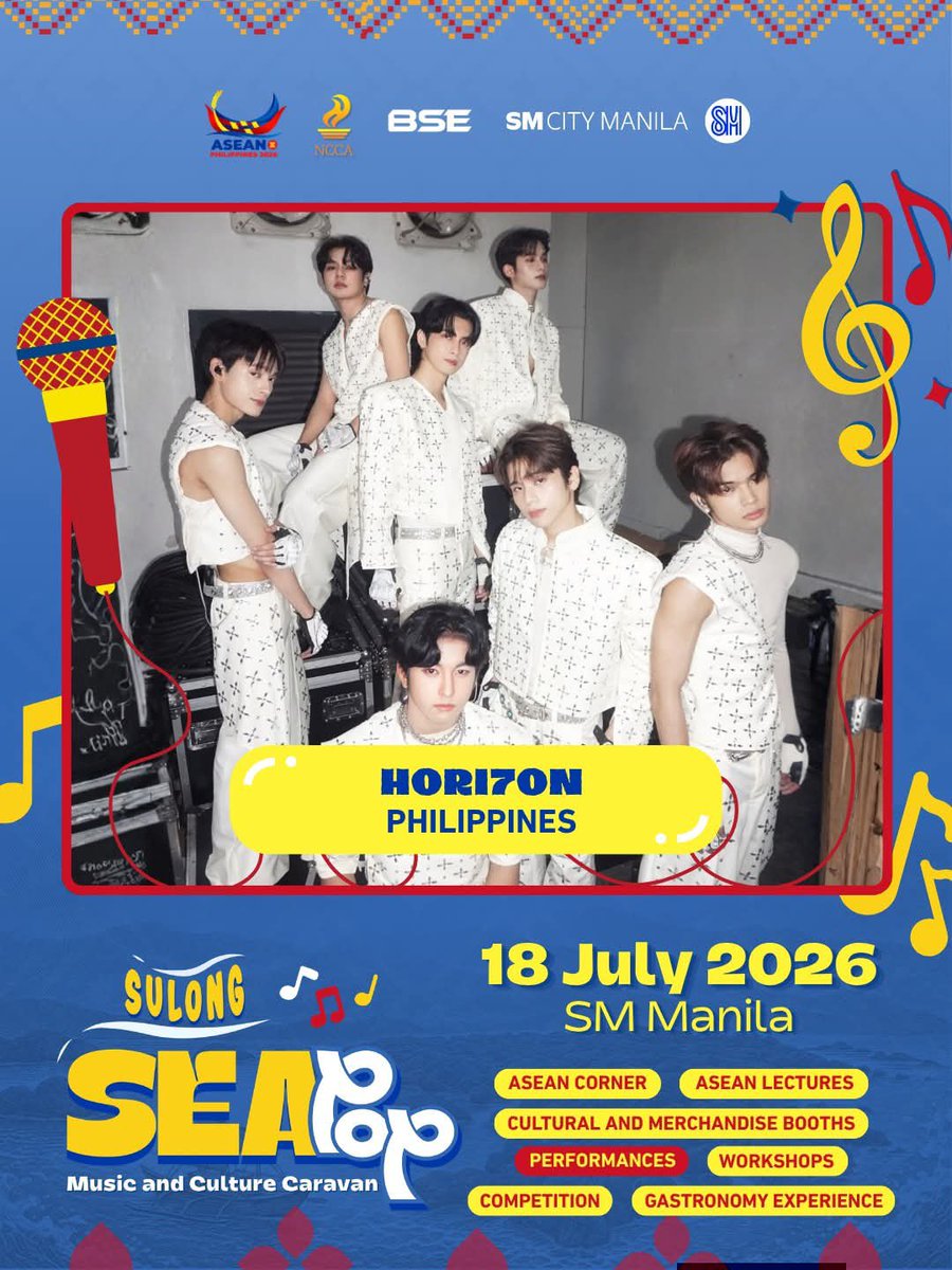 clintonfredsua2's tweet photo. HORI7ON will once again represent the Philippines at the SULONG SEAPOP MUSIC and CULTURE CARAVAN. Thank you National Commission for Culture and the Arts. Please gawin nyo na silang official RIZAL YOUTH AMBASSADORS.

#HORI7ON #호라이즌
@HORI7ONofficial
@NCCAOfficial https://t.co/cdIXu5PEtd
