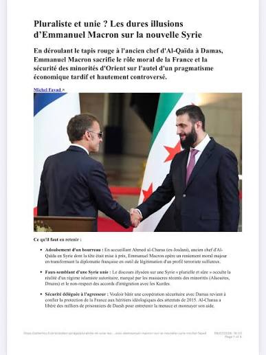 YEnpeplou's tweet photo. De l'indignité ici flanquée des PDG de TotalEnergies &amp; CMA CGM à s’aplanir quand 1 rapport ONU dès août 2025 qualifiait les exactions envers les Alaouites, de factions affiliées au pouvoir d'al-Joulani, de crimes de guerre sans oublier les violences envers les autres communautés. https://t.co/3PXHlp7aUX