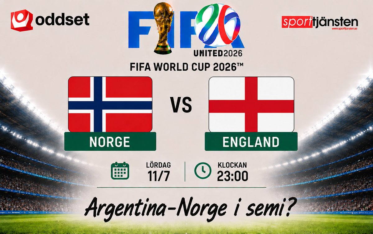 Sporttjansten's tweet photo. Det blir Frankrike-Spanien i ena semifinalen - på lördagen ska det andra paret fram. Först
Norge-England kl. 23.
Argentina-Schweiz kl. 03 söndag.
Vilka matcher och vi har MASSOR MED LIR!⚽️💪
Före det Allsvenskan och "Stryket".
Lång, underbar lördag🥰 - VÄLKOMMEN IN! 👉👉👉 https://t.co/gZkrjkLqBA
