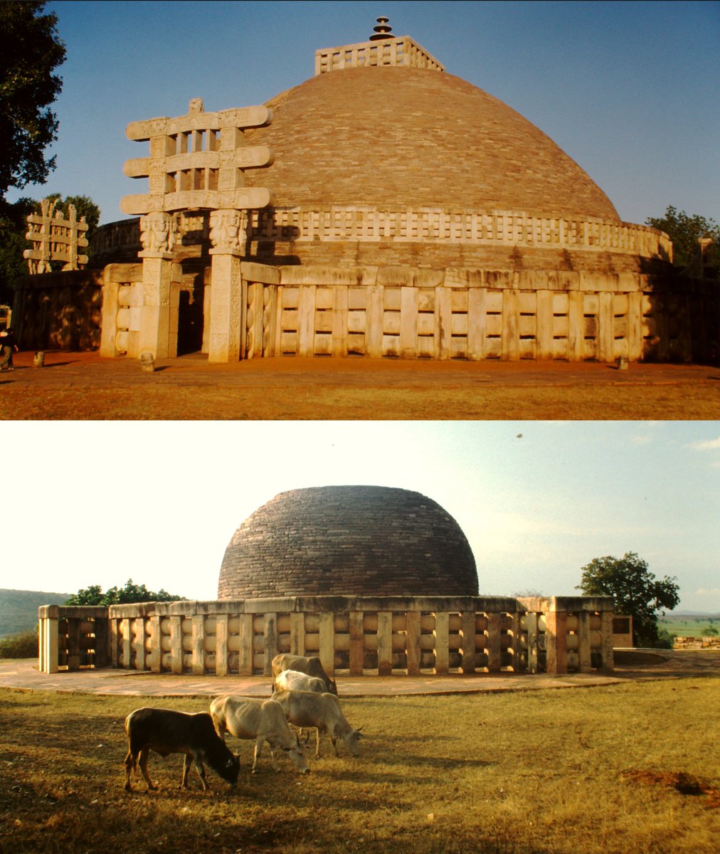 SatavahanasIN's tweet photo. Stupas 1, 2, and 3 at Sanchi, Madhya Pradesh - among the oldest &amp; best-preserved Buddhist monuments in India. 1999 https://t.co/ogOeGqJcDZ