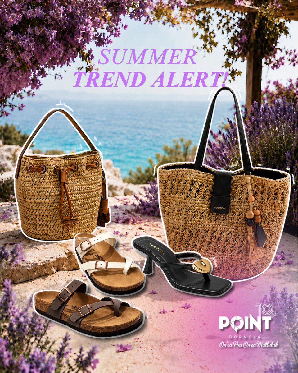 PointBornova's tweet photo. Boyner’in hasır çanta ve yazlık terlikleriyle stilini tamamlamak için Point Bornova’ya uğra! 👜🩴

#PointBornova @Boyner

Stop by Point Bornova to complete your style with Boyner’s straw bags and summer slides! 👜🩴 https://t.co/W8nRwR93a0