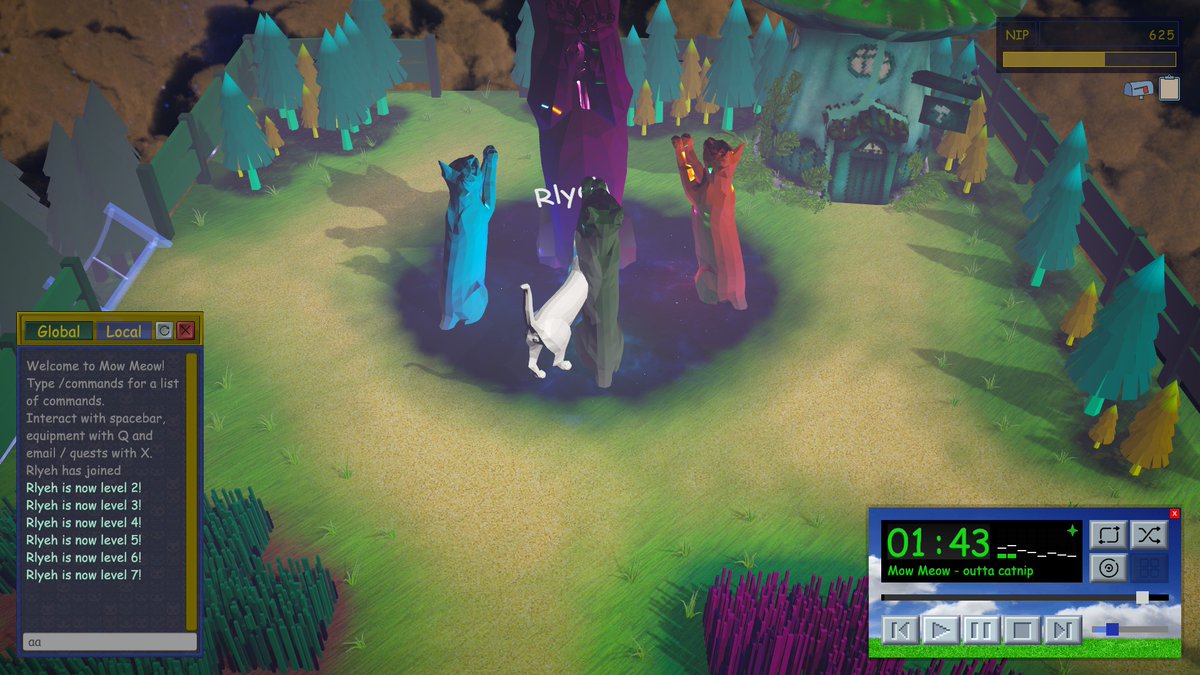 _Rlyeh's tweet photo. 【キュレーター投稿】Mow Meow
のびのび、なが~~い猫の癒やし系ゲーム
猫草を刈ったり、冒険して写真を撮ったりすると
スキンが解放されていく
最大19人でマルチプレイ可能
……マルチ、いるのか?
妙にサイケで奇妙な雰囲気と
フュージョン系BGMが面白い
#Steam #MowMeow @SryAbtYourCats https://t.co/Z4NKpfRnHJ