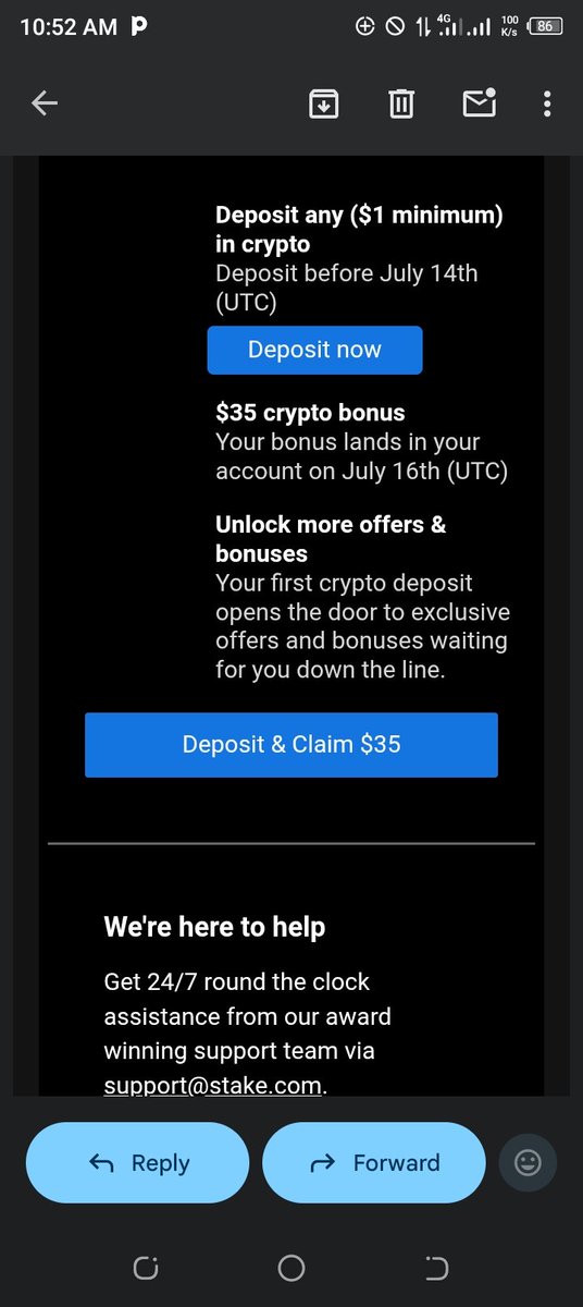 Tripplepro's tweet photo. @Stake I saw this message from stake via my https://t.co/CrRfZiKwBc questions;
1. If I deposit 1 dollar minimum ( in naira) can it be withdrawn my bonus (34 dollars)?
https://t.co/38sU907GXO can I depoyin crypto since I don't have crypto account? https://t.co/CIn82fes6A