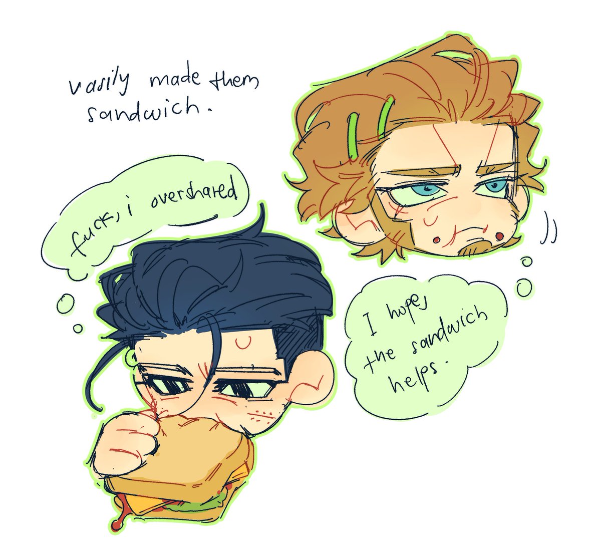reignspow_'s tweet photo. Vasily and Ogata share a blunt &amp; being a loser idk. #vasio https://t.co/1E5dgrzXWG