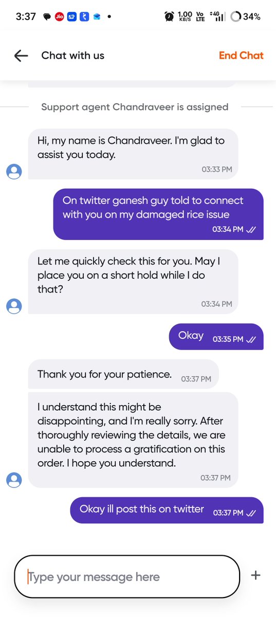 ysubhash037's tweet photo. @SwiggyCares I coonect with awiigy and they told me this https://t.co/lSg7Uh9AWq