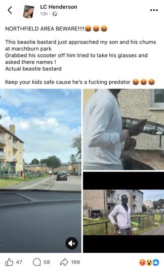 Proudofthisland's tweet photo. 🚨 ABERDEEN PARENTS: “HE JUST WANTED TO PLAY” - YEAH, RIGHT! THIS MONSTER TARGETED YOUR KIDS AT MARCHBURN PARK 🚨

Northfield locals – wake the hell up.

A grown man in a white cardigan rolled up on kids at Marchburn Park, snatched a boy’s scooter, tried yanking his glasses off, and started asking their names.

This isn’t some confused bloke. This is a predator hunting in broad daylight in our parks.

How many times are we going to watch outsiders prey on our children before we demand real safety in our own communities?

Keep your kids close. Eyes everywhere. 

Report this monster on sight.

Spread this like wildfire – one share could save a child today.

Our kids deserve to play without fear. 

Enough is enough.

#MarchburnPredator #NorthfieldBeware #ProtectAberdeenKids #NotInOurParks
