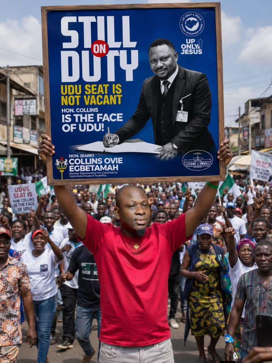 KingOgba96's tweet photo. The people of Udu stand firmly behind Barr. Collins Egbetamah in whatever legal action he chooses to take regarding the declaration of his seat as vacant by the Delta State House of Assembly.
Beyond being seen as an attack on democracy, many people in Udu view this decision as a direct affront to the people of the constituency. They believe it demonstrates that the Delta State Government does not hold the people of Udu in high regard.
The people of Udu will not forget this development, and they believe their response will be expressed democratically at the ballot box in the 2027 elections.