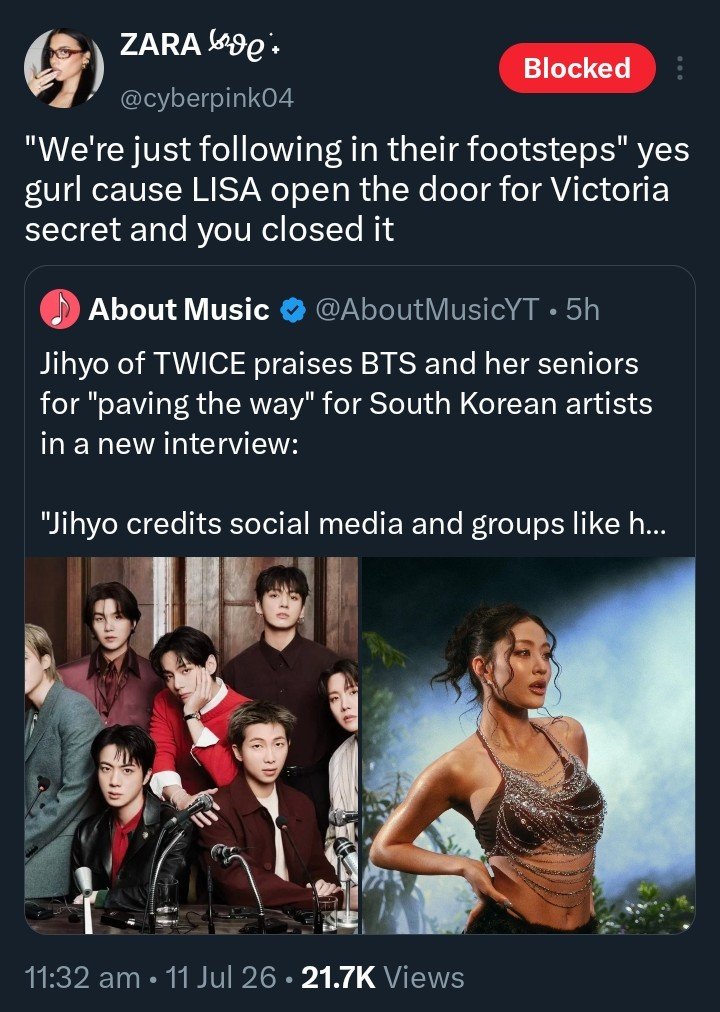 koostrous's tweet photo. but victoria secret is not part of the music industry it is a fashion show she is talking about music industry and how bts opened the doors of kpop to the west do you lack reading comprehension? https://t.co/KEE5B57oc7