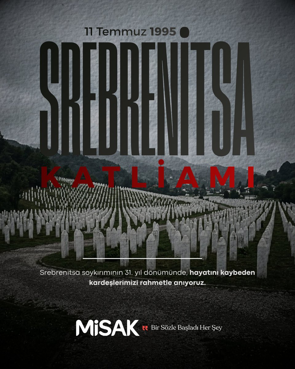 misakdernegi's tweet photo. 11 Temmuz 1995'te, BM'nin "güvenli bölge" ilan ettiği Srebrenitsa'da, Avrupa'nın İkinci Dünya Savaşı'ndan sonraki en büyük trajedisi yaşandı. Sırp güçleri tarafından sadece etnik ve dini kimlikleri nedeniyle en az 8.372 Boşnak erkek ve çocuk katledildi.

​#Srebrenitsa #unutma https://t.co/z9Y5N0AeIw