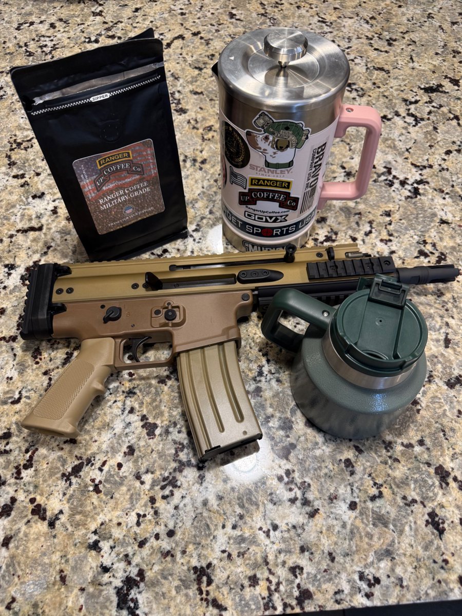 BlueMooGuns's tweet photo. Good Saturday Morning America! Starting the weekend right with RangerUp Military Grade Coffee, Stanley French press & the tumbler.
What's your Saturday gear looking like?
#SaturdayVibes #WeekendVibes #SaturdayMorning #Saturdaymotivation https://t.co/HWfVEqqh9i