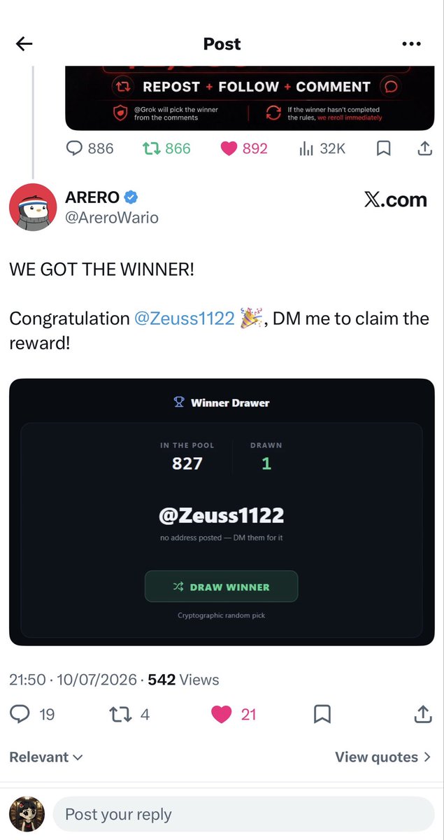 Zeuss1122's tweet photo. NO WAYYY!!!

I could never imagine winning giveaway like this.

I have had participated in thousands of giveaways and had won few small giveaways from $2-$10. 

This thing is HUUUGE, thank you @AreroWario, you have no idea how much I needed it. This money will change my life🙏🙏 https://t.co/4LNmZx4JUX