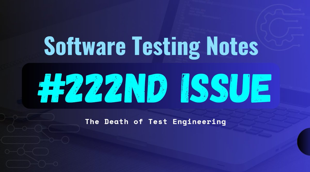TheTestingKit's tweet photo. Hello everyone! 👋

The 222nd issue on #SoftwareTesting is out.
👉 https://t.co/KUDfGvhmdX

Great articles and resources by @KeithKlain, @al8xr, @GreenReportBlog, @lifeofqa, @anshita__bhasin, @josephwardtech, @levelaccessa11y  and more ! 👏

#QA #testing https://t.co/dGDjpX8qSL