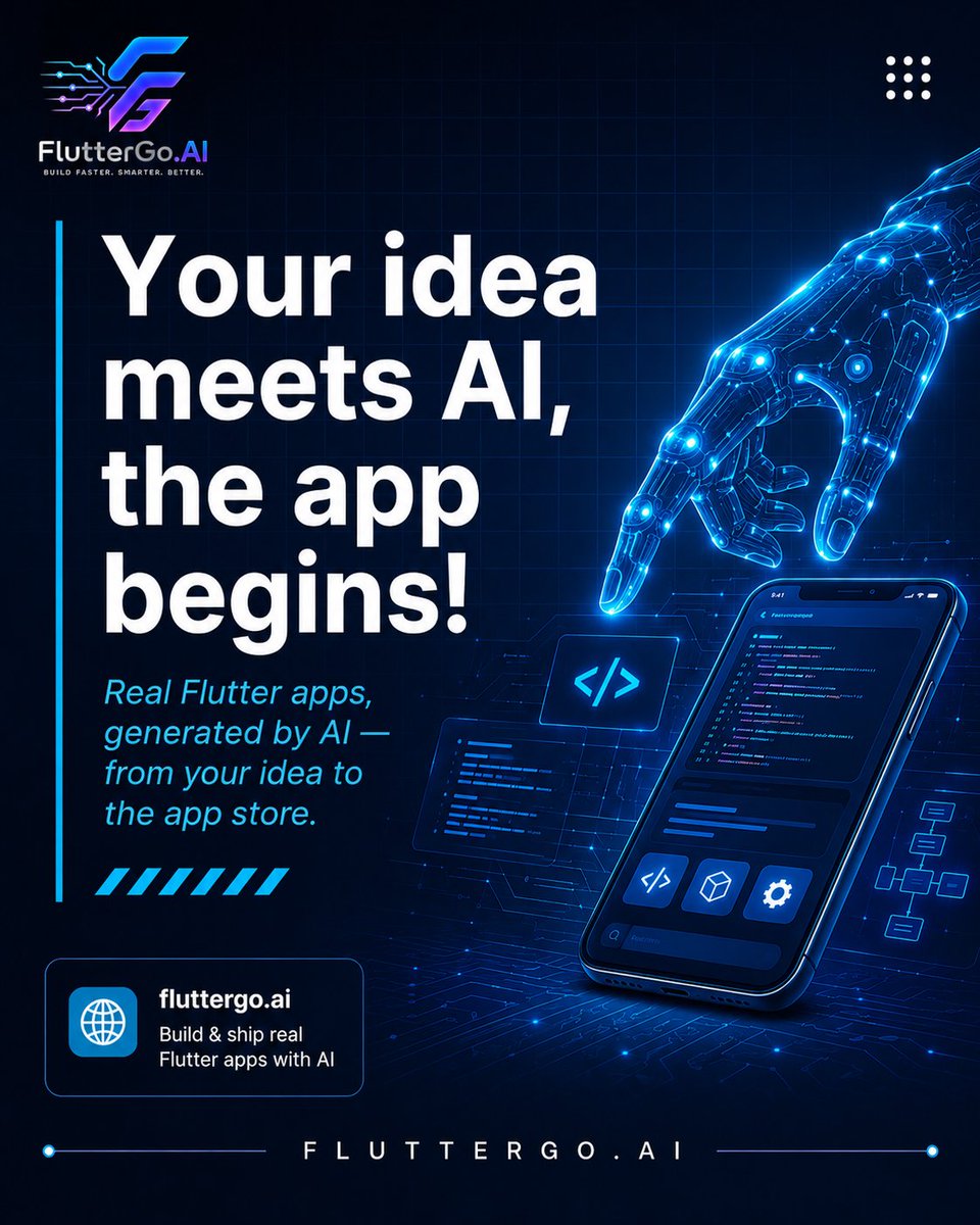 fluttergoai's tweet photo. Your idea meets AI, the app begins. ⚡
Real Flutter apps, generated by AI — from your idea to the app store.
🔗 https://t.co/iDFDRT7Bt3
#FlutterGoAI #FlutterDev #BuildWithAI https://t.co/VhPC3orv9R