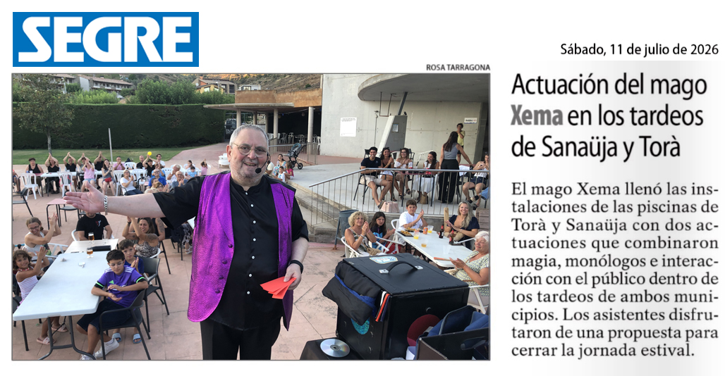 xemasole's tweet photo. Publicat a Diari SEGRE https://t.co/qGdLfIqNyS , I Diari LA MAÑANA https://t.co/V0oocQdBc3 . 
XEMA SOLÉ SOLÁ
Comunicador / Artista – Mago / Monologuista / Humorista
 https://t.co/XBvknwRQet
 https://t.co/7nA3XjY33d
629 790 385
 xema@solesola.com https://t.co/zTQy6gpsC6