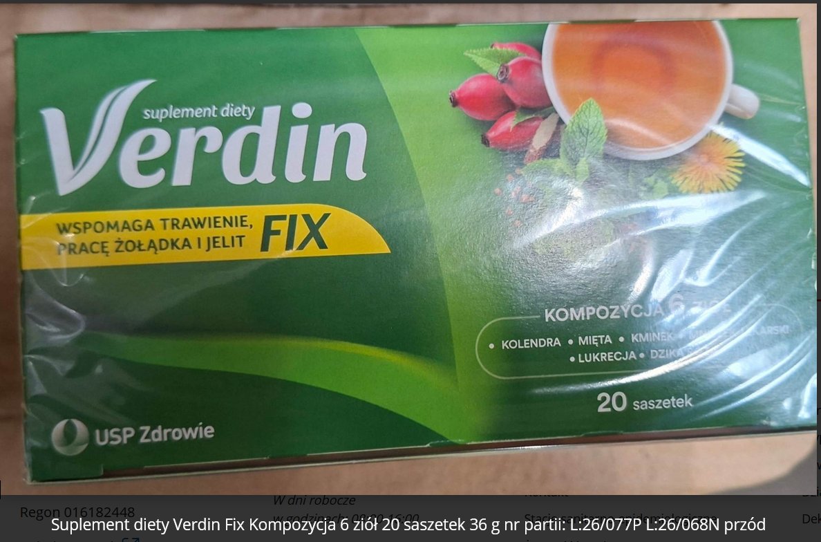 yelonec's tweet photo. GIS [@GIS_gov] opublikował ostrzeżenie dotyczące dwóch partii suplementu Verdin Fix Kompozycja 6 ziół, 20 saszetek. Chodzi o L:26/068N i L:26/077P, z datą minimalnej trwałości 31.03.2028.

🔍W badaniach producenta wykryto Salmonella spp. Jeśli masz takie opakowanie, sprawdź numer partii i nie używaj produktu objętego komunikatem.

Producent wskazuje też wcześniej wycofaną partię L:26/062P.