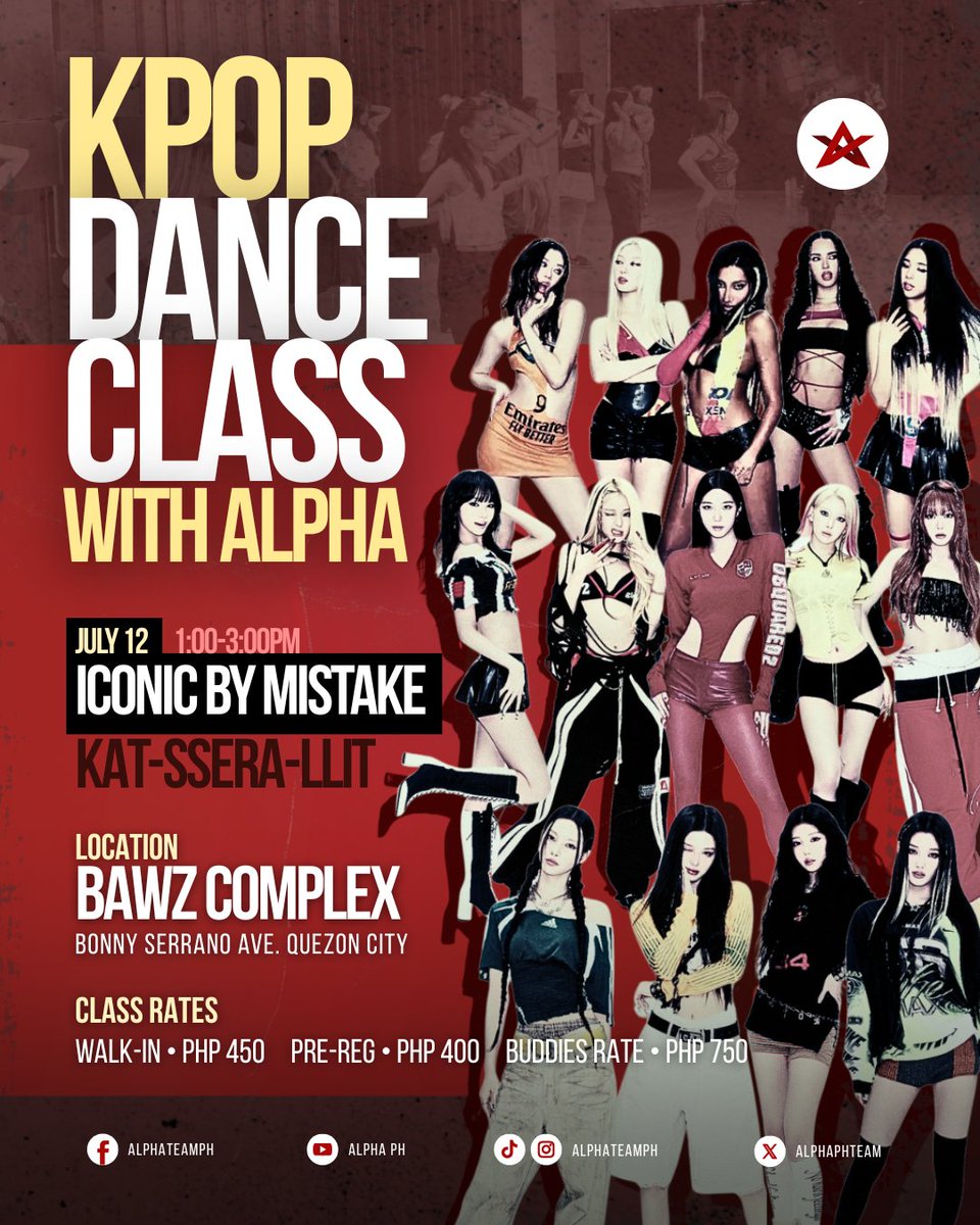alphaphteam's tweet photo. 📣 KPOP DANCE CLASS with ALPHA PH 📣
🎶 #ICONICBYMISTAKE - LESSERAFIM, ILLIT, & KATSEYE
REGISTER NOW TO AVAIL PROMO RATES
🔗 https://t.co/AQq3X3vYpA
See poster for more details. See yaaa! 🫶🏻💕
#kpopdanceclass #philippines #alphaph https://t.co/v0zGN5Lfk4
