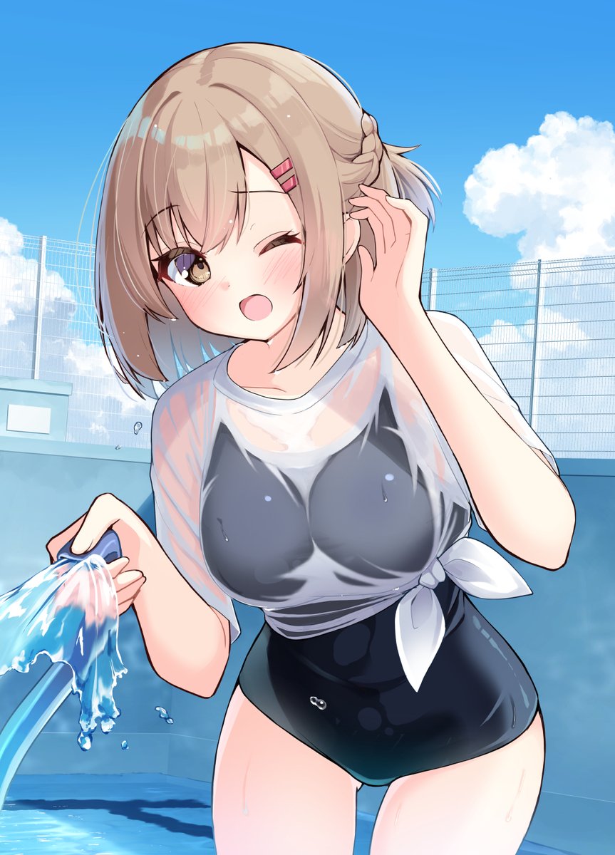 ominaeshin's tweet photo. こんな幼馴染がいてほしい101
「きゃ、つめた～い！やったな～お返し～！」 https://t.co/gNyY9p1TKL