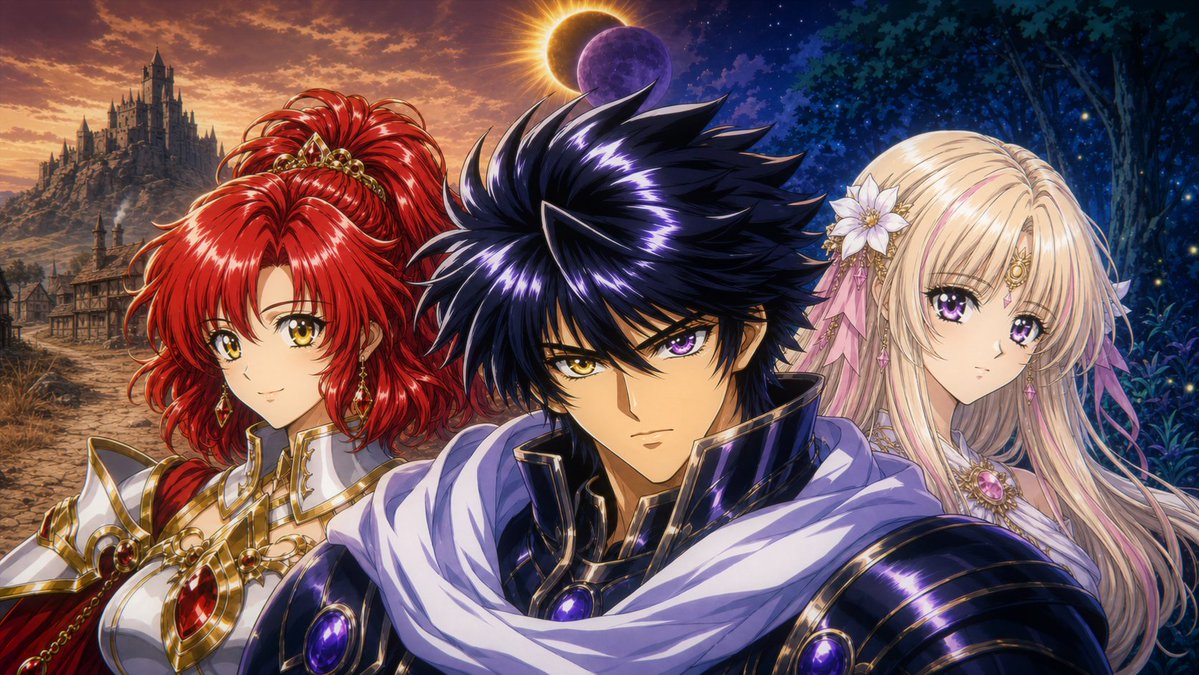 YugamiaLuna's tweet photo. 【タイトル＆仮ビジュアル初公開‼️】
自作SRPG『プリンスオブゲルニア』制作中！

90年代感を強く意識した豪華ビジュアルと
「選択」がテーマのドラマチックなストーリー！

太陽か月か
王道か覇道か・・
ダブルヒロイン＆ストーリー分岐式！！

#スーパーゲ制デー #SuperDevDay #SRPG https://t.co/ay5E8Mi9Tt