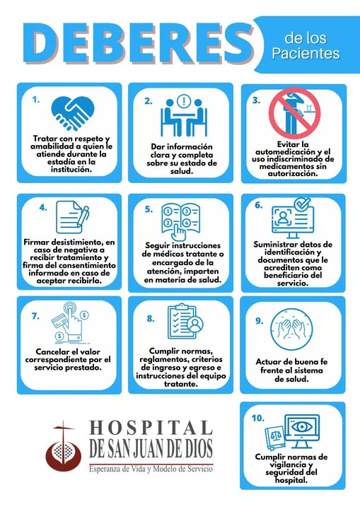 hsjdcali's tweet photo. Te presentamos los DERECHOS Y DEBERES de nuestros pacientes. https://t.co/TOXDHhrDMe