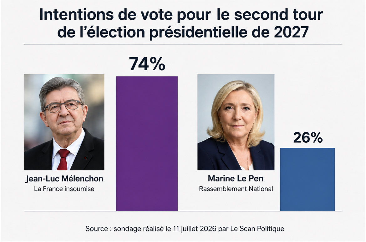 Willstez174709's tweet photo. MÉLENCHON GAGNERA CONTRE MARINE LE PEN !

#JLM2027 https://t.co/M2G7ShAIRq