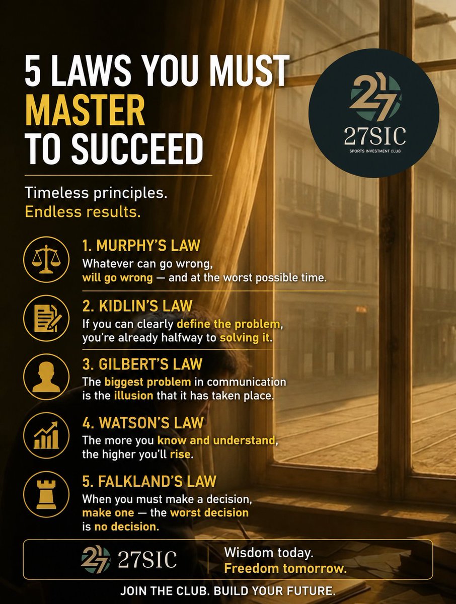 Matador369369's tweet photo. Master the laws, control the odds.
When you understand the principles behind success, every decision compounds like capital — turning wisdom into long‑term freedom.

@27SIC @S27community 
#27SIC https://t.co/OXTcGnKkrn