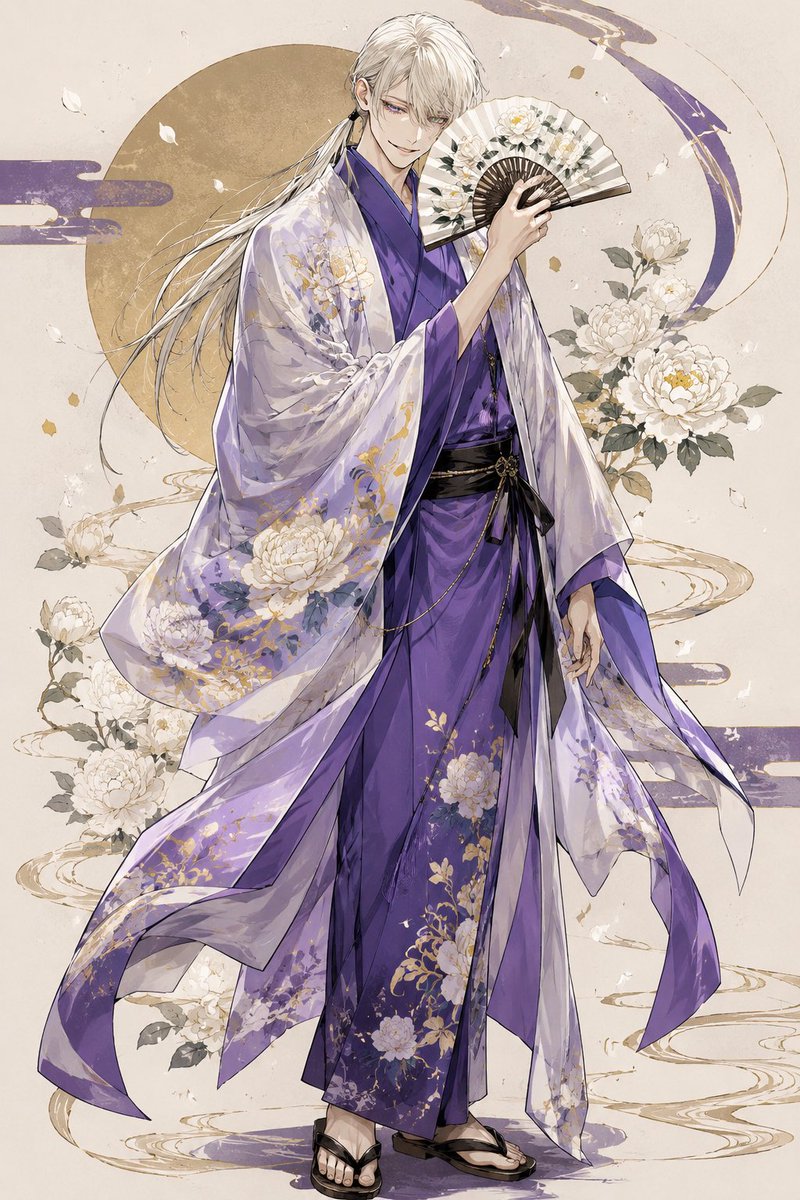 Elegant Purple Kimono Man