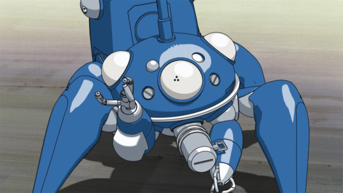 1970Chione's tweet photo. そういえば、漫画版のフチコマが、アニメ版のタチコマに変更された理由、なんの権利問題だったっけ…？と思い出せなかったのでググってみたら、９７年のプレステのゲーム出した時にコナミがフチコマの商標登録したので、２００２年に始まった「攻殻機動隊 STAND ALONE COMPLEX」では https://t.co/VGVxZlmBlz