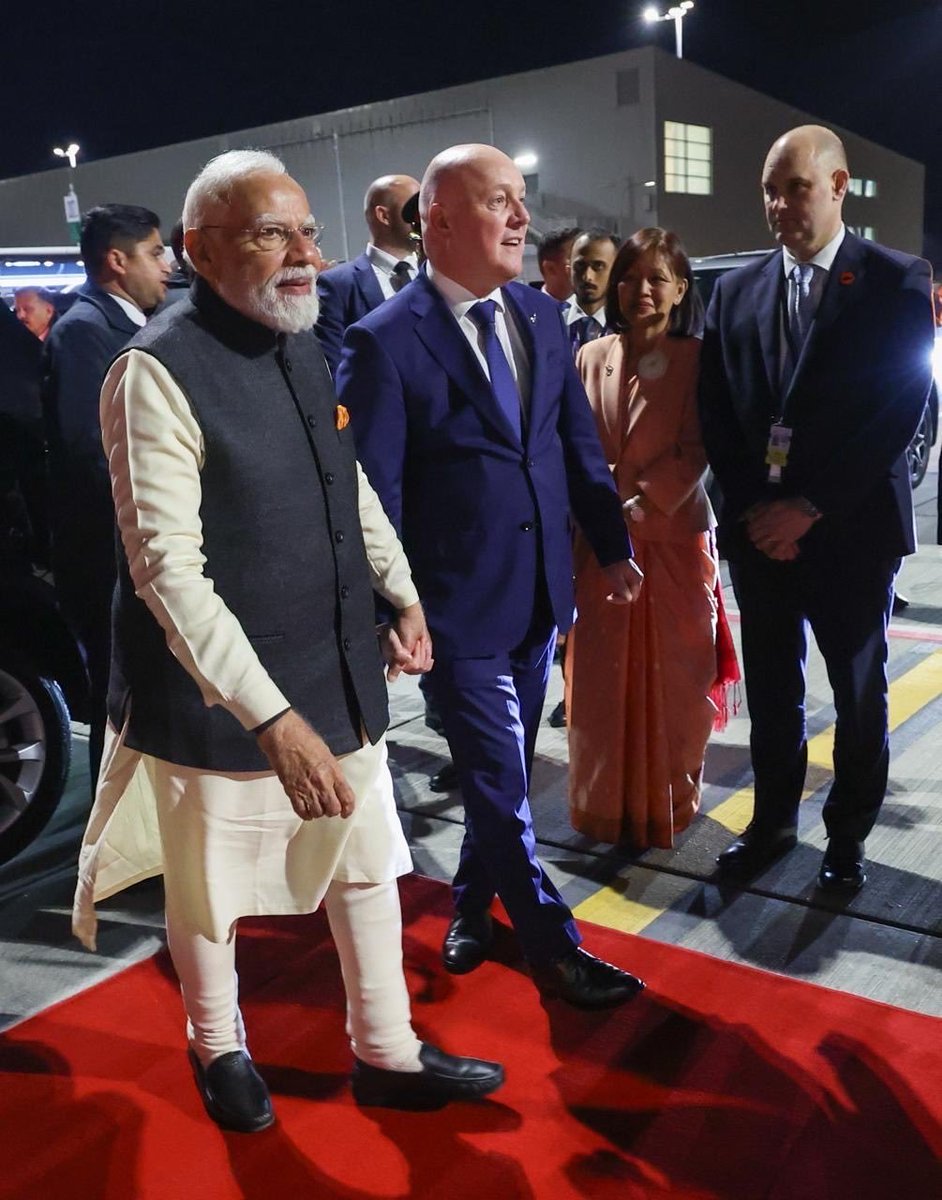DDNewslive's tweet photo. A visit that deepened bonds, strengthened partnerships and shaped a shared future.

After concluding substantive discussions and overseeing key set of outcomes in New Zealand, PM @narendramodi departs for India. In a special gesture, he was seen off by PM @chrisluxonmp at the airport.

PM Modi’s three-country visit to Indonesia, Australia and New Zealand delivered significant outcomes advancing cooperation across several sectors including trade, technology, security, education, innovation and people-to-people exchanges among others.

@MEAIndia @IndiainNZ #IndiaNewZealand #PMModiInNewZealand #ModiInNZ