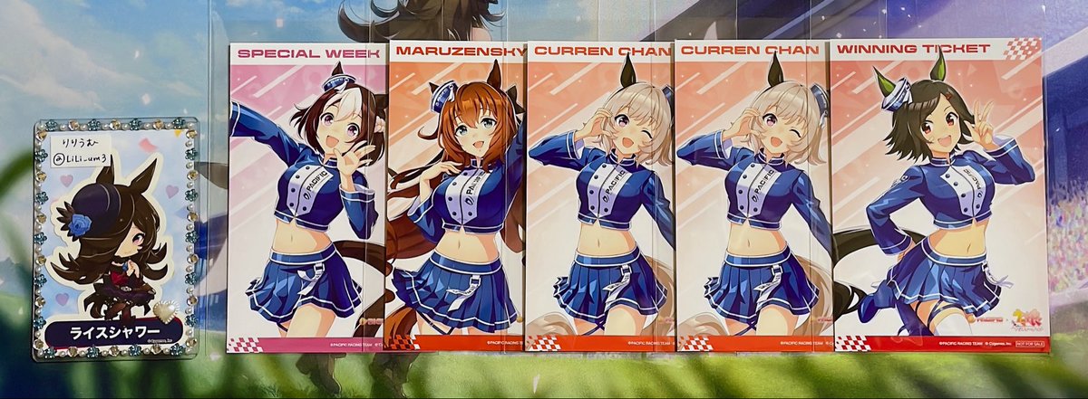 LiLi_um3's tweet photo. 交換：PACIFIC RACING × ウマ娘 パシフィック アニメイトフェア 特典 イラストカード

《 譲 》
スペシャルウィーク
マルゼンスキー
カレンチャン 2枚
ウイニングチケット

《 求 》
ライスシャワー

7/18秋葉原、別日池袋手渡し＞郵送

検索からでもお声がけいただけますと幸いです。 https://t.co/LIEOBcaMoV