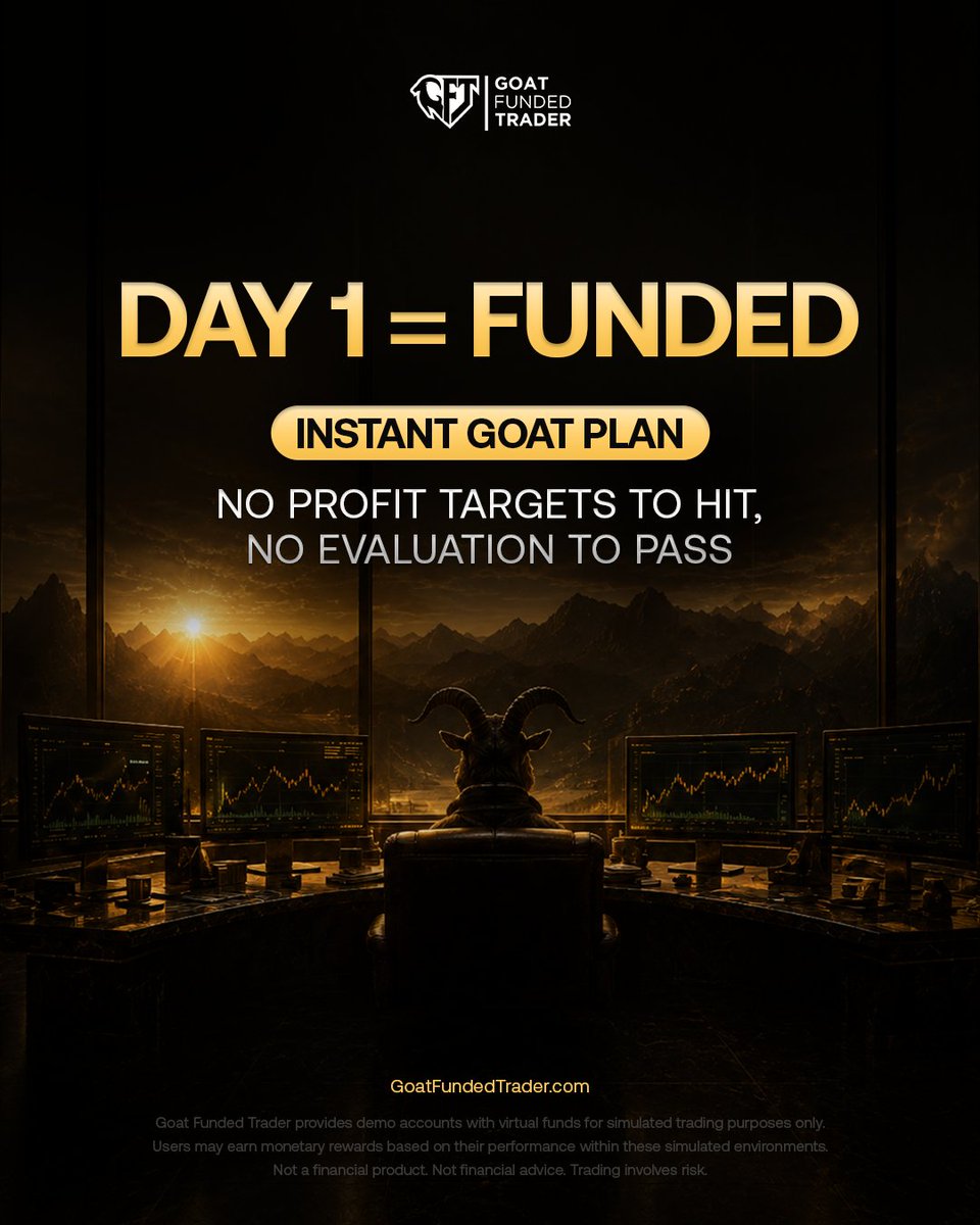 GoatFunded's tweet photo. Why wait to get FUNDED?

With the Instant GOAT Plan, you're funded from Day 1.

No evaluation phase required.

START NOW

https://t.co/t15rnKULWS https://t.co/bjMojuNugg