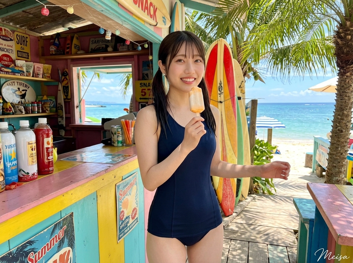 Meisa_iburu's tweet photo. アイスがおいしいね🥰

＃スクール水着 ＃萌桜 https://t.co/SZFqe0Rjsf