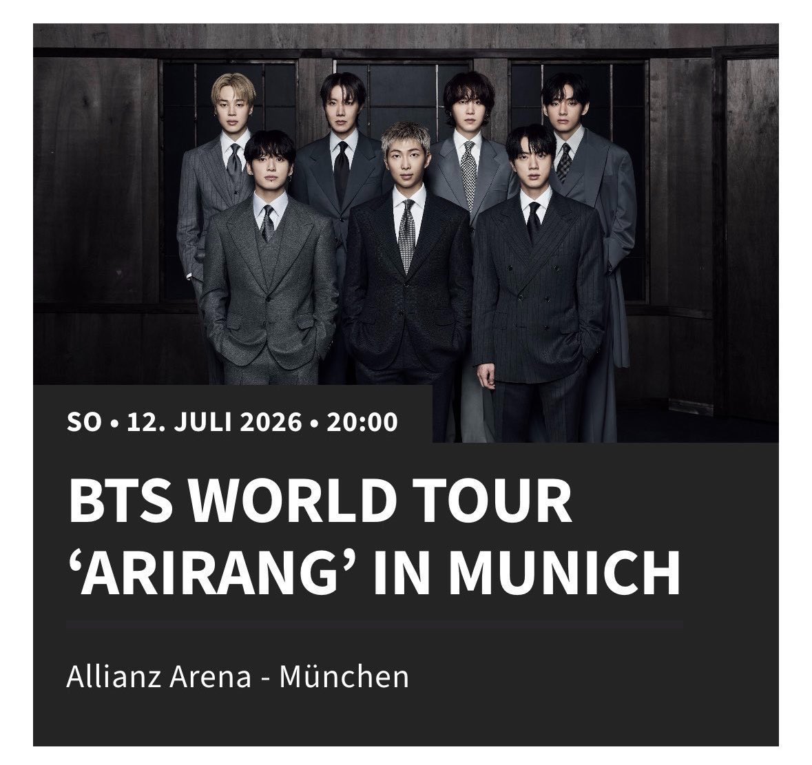 Clarissashax's tweet photo. 🎫 WTS | BTS WORLD TOUR in Munich 🇩🇪

📅 11–12 July
📍 Allianz Arena

🌸 Available Options
✨ VIP Soundcheck Standing
✨ 2xx Zone Seated
✨ 3xx Zone Seated

✅ Local & international buyers welcome
✅ Open for presale & general sale
✅ Limited ticketing assistance slots
✅ Tickets secured under your own name & account (when applicable)

🌍 Open for both local and international fans

📨 For reservations, DM with your preferred date, ticket option & budget.
🏷️ WTS • LFB • Ticket Purchase Assistance (TPA)

💌 DM now to secure your tickets!

#BTS #방탄소년단 #バンタン #BTSComeback2026 #BTSTour2026 #BTSARMY #뮌헨티켓대행 #댈티 #대리티켓팅 #티켓대행 #ミュンヘンコンサートチケット代行 #チケッティング代行 #チケッティング #チケット代行 #代行 #ARMY #ticketing.