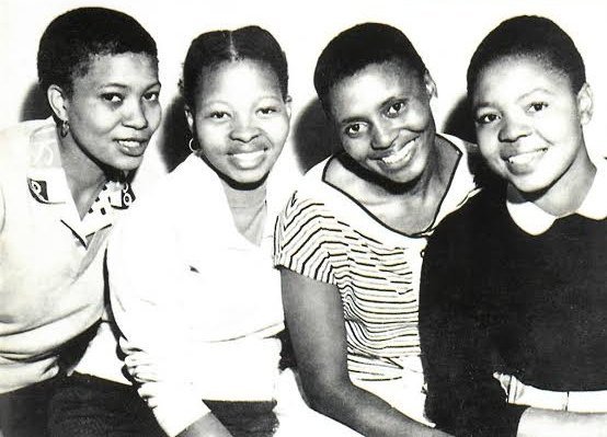 HistorySAZAR's tweet photo. Miriam Makeba and The Skylarks, c 1956, from L to R: Mummygirl Nketle, Mary Rabotapi, Miriam Makeba and Abigail Kubeka.  Source: Electric Jive https://t.co/p8tOcWkKLR