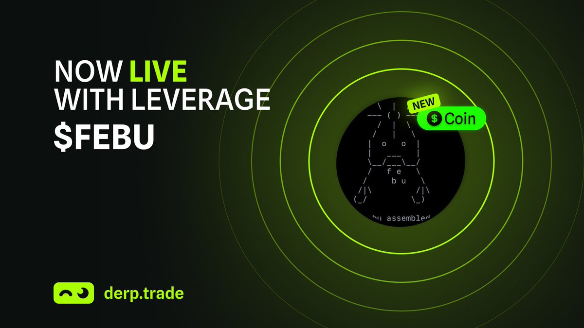 derp_trade's tweet photo. New listing!

$FEBU just got leverage.
Trade it with up to 8x on derp trade.

Derp it👇 https://t.co/0f0Lv5jUIz