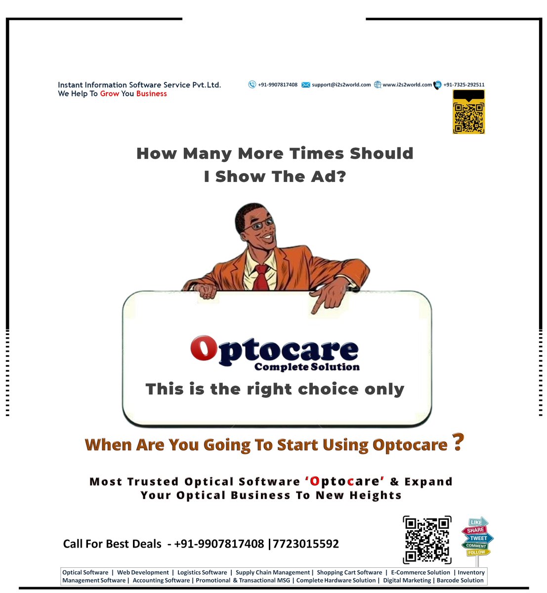 instant_pvt's tweet photo. For Your #Optical_Business ... #Optocare is the right choice only !
#Optical_software
#Opticalsoftware
#i2s2
#AaharStore
#Optical_retail_software
#Optical_store_software
#Easy_optical_software
#ERP
#Optical
#Best_optical_software
#Optical_billing_software
https://t.co/3jKYRs2wWK https://t.co/DGqyhJo1BT