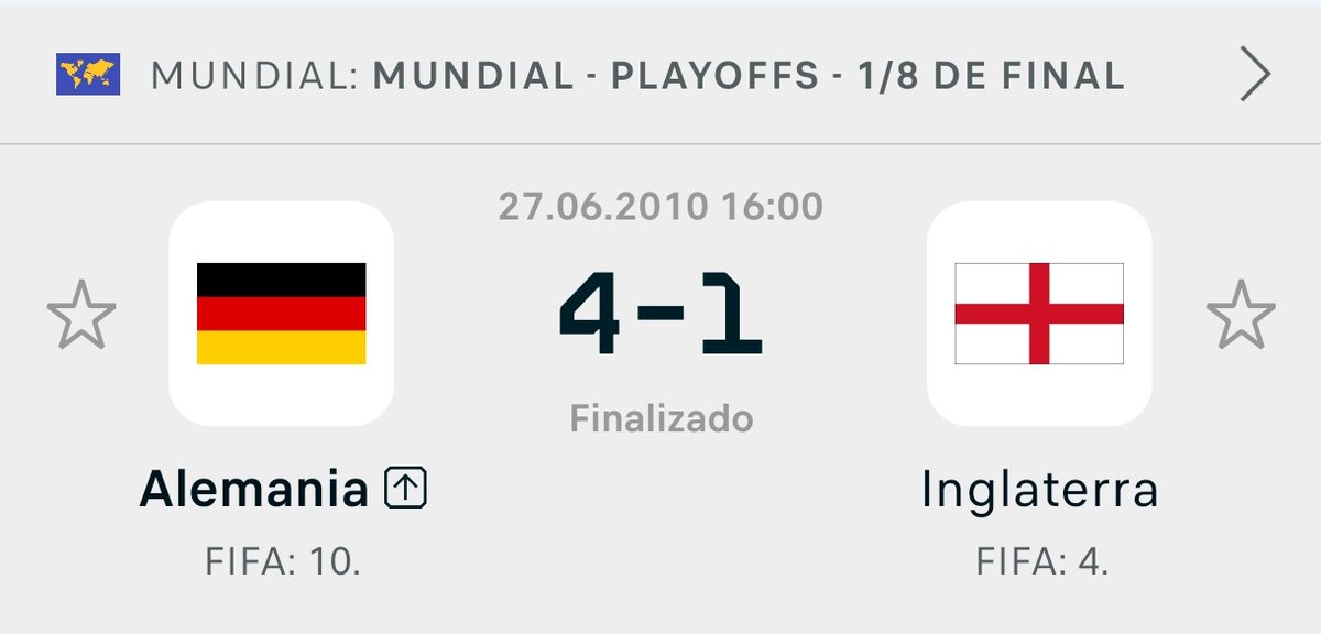 IvaanBlanco26's tweet photo. Estos fueron los dos partidos de Alemania en Octavos y Cuartos del Mundial 2010.

Llegaban al partido contra España de Semifinales siendo más favoritos que Francia este año.

Le habían metido 4 en Octavos a la Inglaterra de Gerrard y Lampard... 

Y le habían metido 4 en Cuartos a la Argentina de Messi.

HAY QUE CONFIAR.
