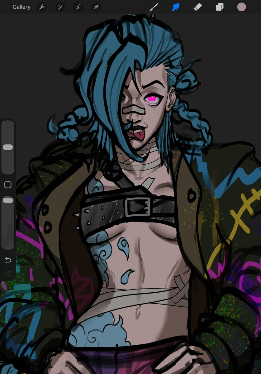 souls_699's tweet photo. Saw a pose and wanted to recreate it with jinx so here’s the rough sketch for now👹

#jinx #arcane #wipart https://t.co/zItYjMMPtM