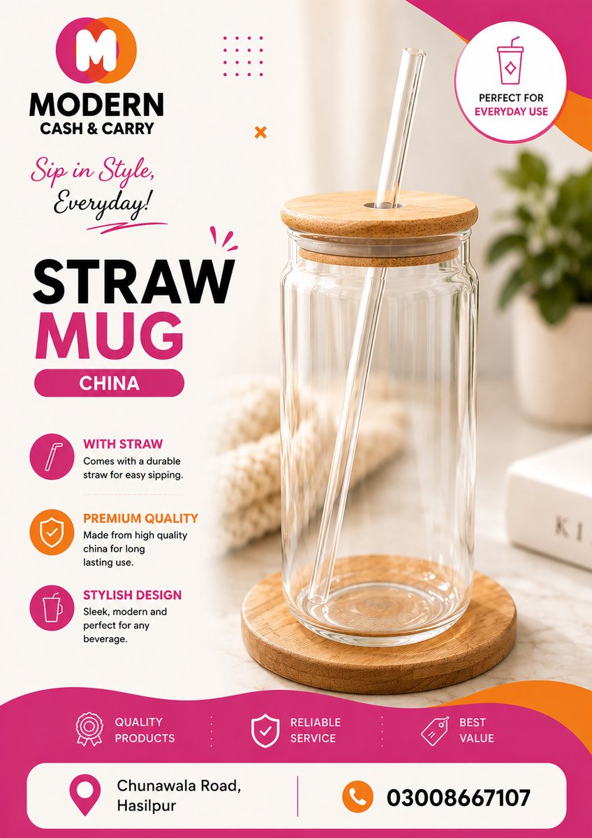 ModernCashCarry's tweet photo. Sip in Style, Everyday!
Meet our Premium Straw Mug Collection  jahan style milti hai comfort ke saath!
Durable straw for easy sipping
High-quality China material – long-lasting use
Sleek &amp; modern design for everyday use
Available in multiple stylish variants Classic, Golden https://t.co/eaQzkOeD7L