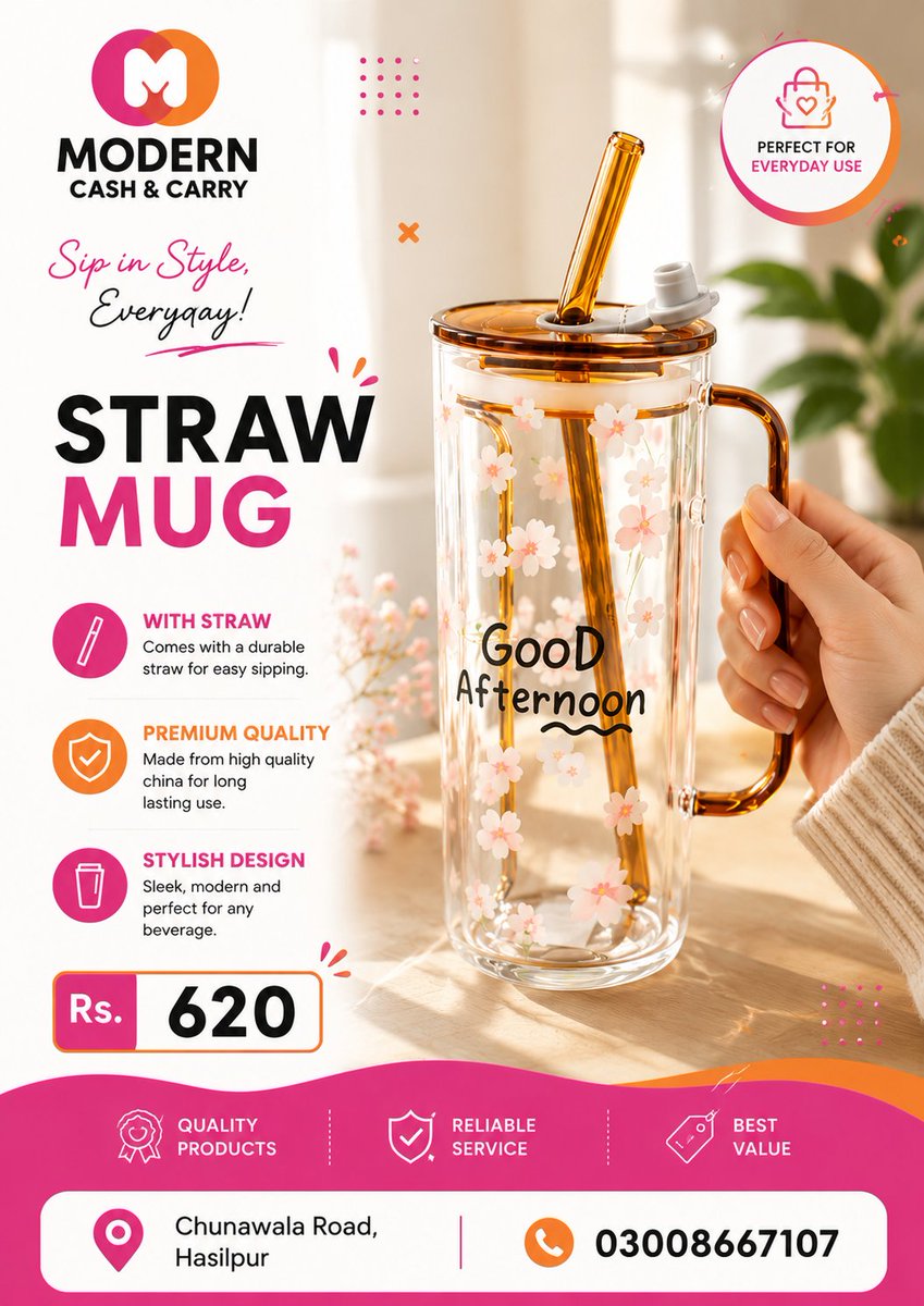 ModernCashCarry's tweet photo. Sip in Style, Everyday!
Meet our Premium Straw Mug Collection  jahan style milti hai comfort ke saath!
Durable straw for easy sipping
High-quality China material – long-lasting use
Sleek &amp; modern design for everyday use
Available in multiple stylish variants Classic, Golden https://t.co/eaQzkOeD7L