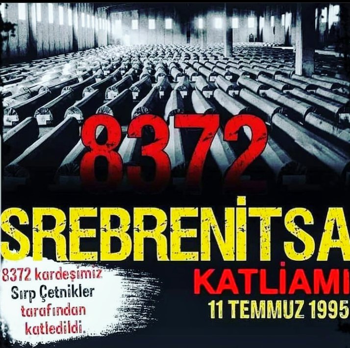 av_hakanguler's tweet photo. "Unutulan soykırım, tekrarlanır..."

31 yıl önce, aralarında bebek, çocuk ve kadınların da olduğu 8 bin 372 Bosnalı, #Srebrenitsakatliamı 'nda katledildi.
#Srebrenitsa
#11Temmuz1995 https://t.co/x8Uv5PLzKy