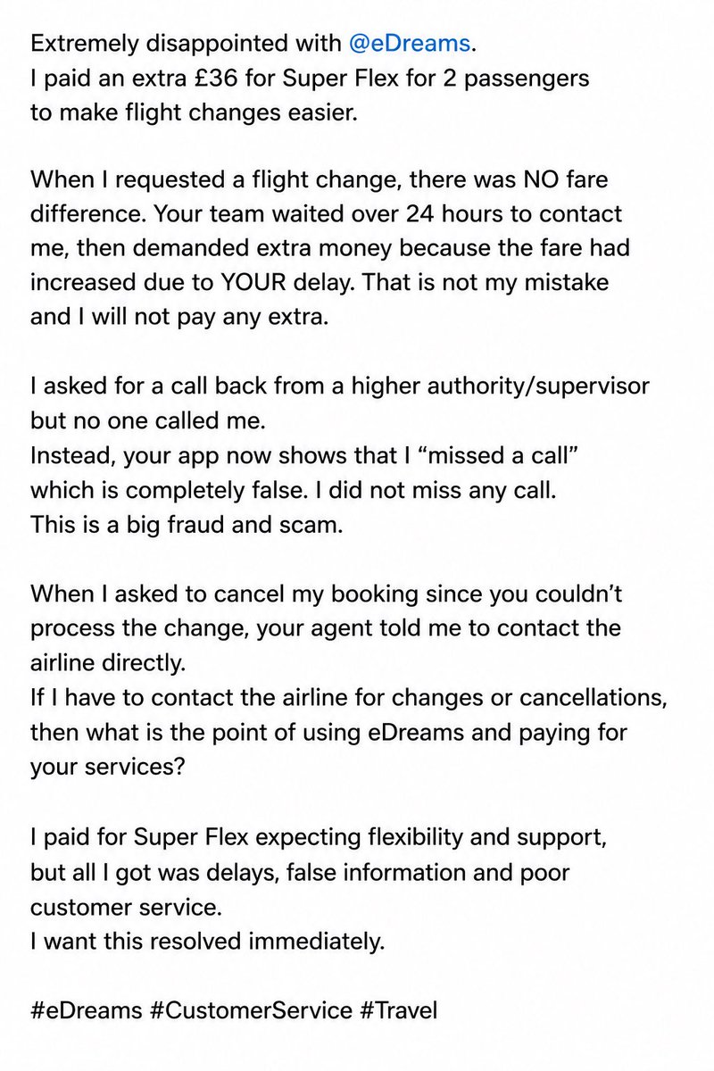 Sarthakhans2's tweet photo. 🚨SCAM ALERT @eDreams 
#eDreams #SCAM #DoNotTravelWith https://t.co/j0nZyPaIwo