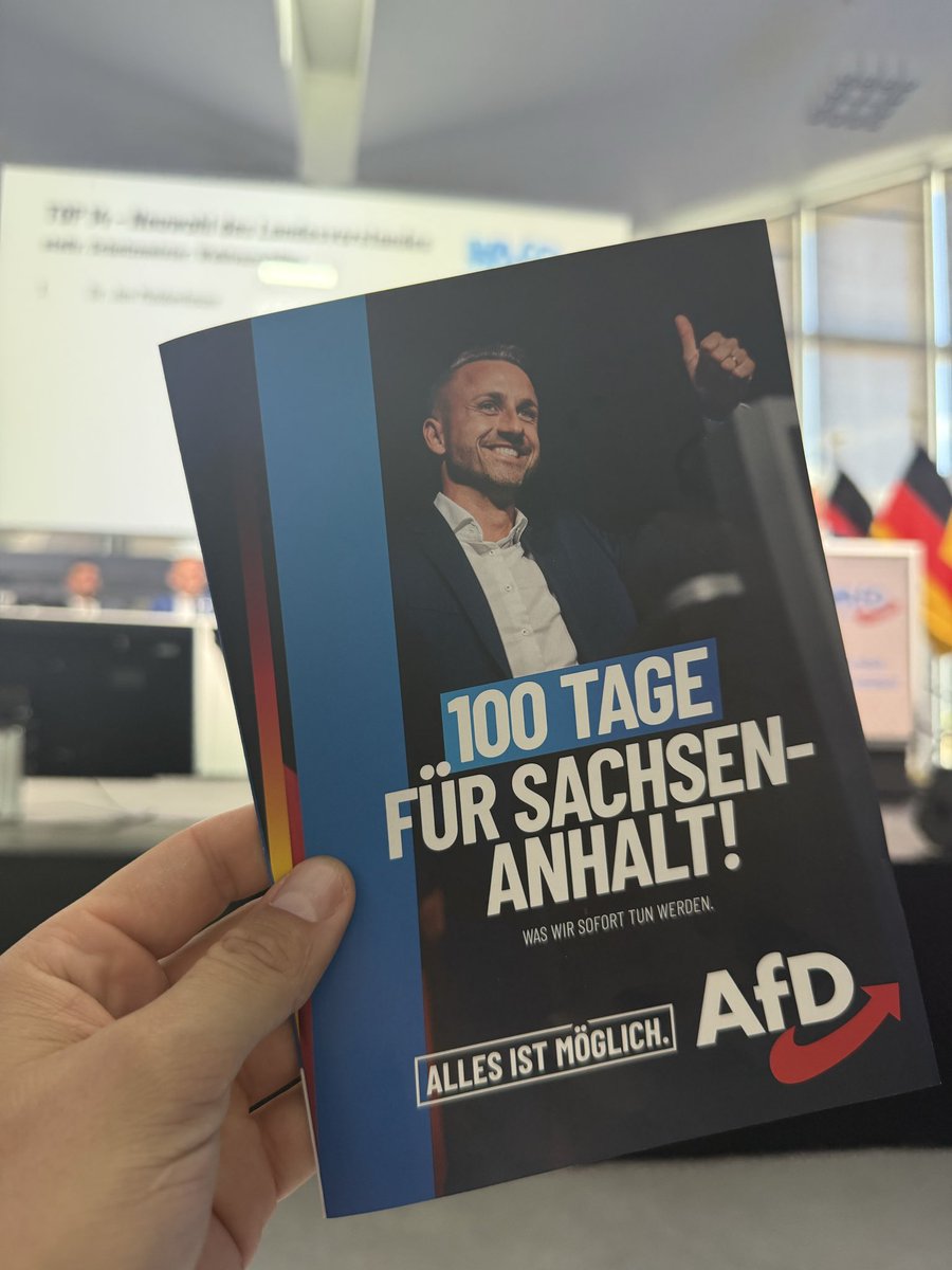 UlrichSiegmund's tweet photo. Da ist es - unser 100 Tage Programm.
Während sich andere Parteien nur noch mit der AfD beschäftigen, kümmern wir uns um die wirklichen Probleme dieses Landes und packen es an!
Grüße aus Magdeburg! https://t.co/22YHBznFX3